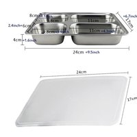 304 acier inoxydable 5 compartiments indien Thali déjeuner plateau école restauration rapide cantine divisé dîner mess assiettes avec couvercle en plastique