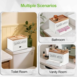 Boîte de rangement pour tampons en bois avec couvercle, tiroir, boîte de rangement pour articles de toilette féminins, boîte organisatrice pour articles divers pour femmes - Product Image 6