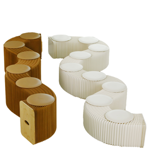 Mobilier de maison moderne escabeau pliable et extensible en papier kraft pour le salon et le bureau, le bar, l'appartement et l'extérieur. - Product Image 1