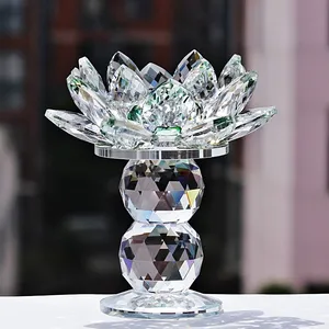 Bougeoirs en cristal petite fleur de Lotus, porte-bougie scintillante en cristal, pour cadeaux de mariage, à offrir