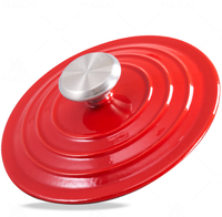 Cocotte en fonte émaillée rouge de 18 cm, 3 couches d'émail, avec doubles poignées