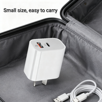 Chargeur rapide 20W avec prise AU, double port USB A+C QC3.0 PD, chargeur mural pour iPhone Samsung Xiaomi Android, adaptateur secteur de voyage pour ordinateur portable