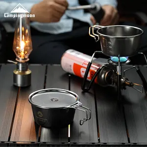 CAMPINGMOON Sierra Bowl For Picnic Woodland 450ml Folding Handle Pure 304 Stainless Steel Outdoor Camping Cookware