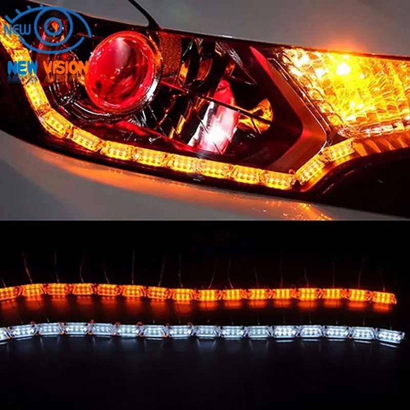 Feux de jour flexibles DRL à LED bicolore en cristal pour voiture universelle