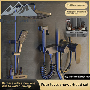 Système <span class=keywords><strong>de</strong></span> <span class=keywords><strong>douche</strong></span> Wayon Wayon en métal gunmetal avec étagère <span class=keywords><strong>de</strong></span> rangement <span class=keywords><strong>pour</strong></span> salles <span class=keywords><strong>de</strong></span> bain modernes, design gain <span class=keywords><strong>de</strong></span> place - Product Image 3