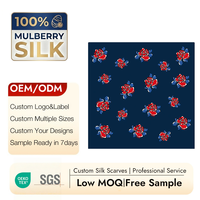 2026 Foulard en soie de mûrier sergé imprimé personnalisé, bord roulé à la main, pour femme, bandana personnalisable, faible MOQ