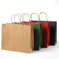 Tas Kertas Kraft Vertikal Besar Cetak Offset Kustom untuk Iklan, Tas Tangan untuk Katering, Hadiah, Kemasan Kerajinan