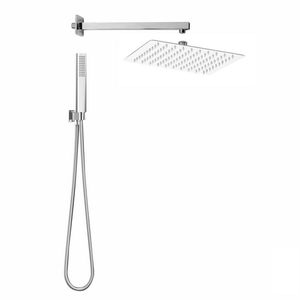 Kit de douche carré fin en chrome poli, longueur 40 cm, largeur 27 cm, ensemble de douche pluie haut de gamme - Product Image 1