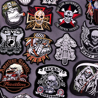 Moto Club Biker Punk broderie fer sur patchs personnalisé en gros personnalité brodé Patch pour vêtements Jeans