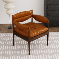 Nordic Denmark Stylist Komfort Einzelsofa Wohnzimmer Holz-Leder-Relaxsessel Umweltfreundlich Langlebig Hotel Zuhause Büro Apartment