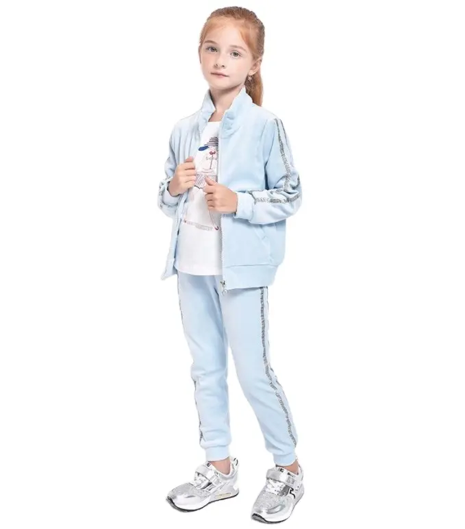 Customized Girls Full Zipper Fashion Tracksuit for Kids Clothes