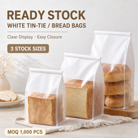Bolsas de Pan con Cierre Metálico Blancas con Ventana Transparente, Empaque para Panadería, Galletas y Bocadillos, Disponibles en Stock