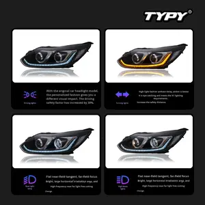 Conjunto de Faros Delanteros TYPY para Ford Focus 12-14, Lentes LED Modificadas, Luces de Circulación Diurna, Señales de Giro Dinámicas - Product Image 4