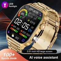 Jam Tangan Pintar Lige BWKM02 Layar 2.01'' Monitor Kesehatan Olahraga Kebugaran Jam Tangan LED Senter Suara AI Panggilan Nirkabel Jam Tangan Pintar Pria
