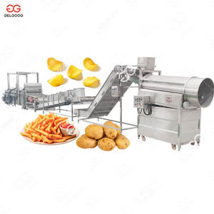 Ligne de production industrielle de frites de pommes de terre surgelées semi-frites entièrement automatique de 100 kg avec friteuse et filtre à huile - Product Image 1