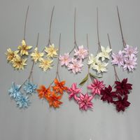 KEWEI 1895 Bunga Lily Buatan 3 Kepala Ukuran Kecil, Dekorasi Pernikahan, Perlengkapan Fotografi, Rangkaian Bunga