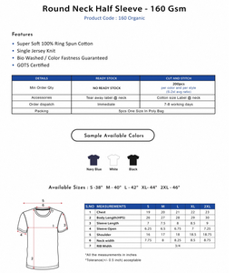 เสื้อยืดคอกลม แขนครึ่ง 160 GSM นุ่ม สบาย น้ำหนักเบา ระบายอากาศได้ดี คุณภาพสูง ใส่สบาย เหมาะสำหรับผู้ชายและผู้หญิง - Product Image 2