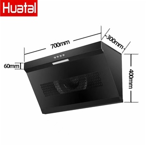 <span class=keywords><strong>Cappa</strong></span> aspirante da cucina a parete nera da 700 mm <span class=keywords><strong>con</strong></span> pulsante, filtro a deflettore, senza canna fumaria - Product Image 1