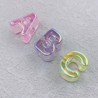 Perles de lettres translucides colorées en acrylique 20mm 6mm à grand trou, perles alphabet irisées A-Z, vente en gros, bracelet, artisanat OEM ODM