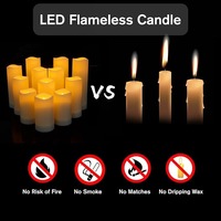 Bougies LED rechargeables par USB avec mèche mobile et lumière sans flamme scintillante Bougie à batterie électronique décorative pour Halloween