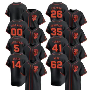 2024 Hommes San Francisco Giants Alternate Limited Jersey Chemises de baseball noires Costume brodé cousu accepté sur mesure