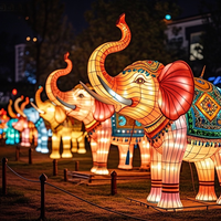 Lanternes d'éléphant grandeur nature personnalisées, lanternes d'animaux réalistes, décoration artisanale, imperméables, pour défilés nocturnes en extérieur