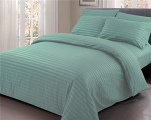 Nhà Sản Xuất 4Pcs Sọc Bộ Đồ Giường Đặt Tùy Chỉnh Phẳng Hoặc Được Trang Bị Tấm Nữ Hoàng Kích Thước Màu Đen Bedsheet Sợi Nhỏ - Product Image 2