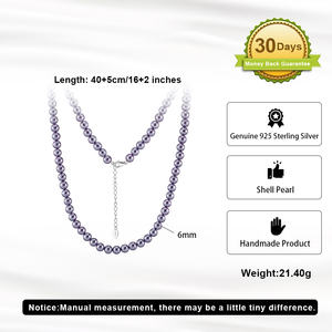 Cuentas Redondas de Perla Natural Gris Rinntin PSN04, Cuentas de Piedras Preciosas de Perla Gris de 6 mm, Collar de Perlas de Concha al por Mayor - Product Image 2