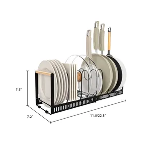 Expansível Multi-funcional Pot and Pan Rack Holder Kitchen Cookware Organizer Storage for Cabinet