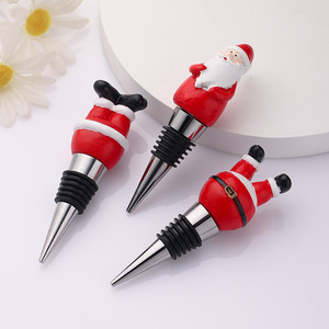 Bouchons de bouteille de vin Père Noël, bouchons de bouteille de Noël en alliage de zinc, ensemble cadeau décoratif - Product Image 2