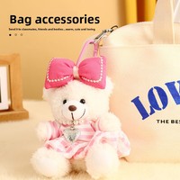 En gros, Porte-clés pendentif et ornement de sac en peluche ours enrobé de vêtements de dessin animé, créatif, doux, écologique et mignon