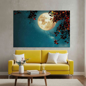 Printed <b>Canvas</b>: Full Moon <b>Wall</b> Art, Personalized Starry Sky Decor,WRAPPED <b>CANVAS</b> - Product Image 3