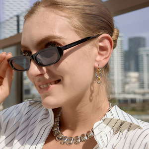 Drop Earrings Geometric Round Tassel <b>Titanium</b> Steel <b>Stud</b> Earrings For Women Fashion Jewelry - Product Image 3