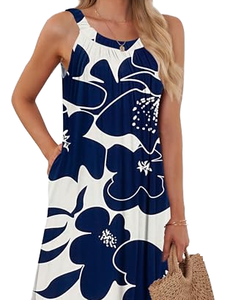 Women's Strapless Floral Print <b>Maxi</b> <b>Dress</b> Loose Fit Breathable Woven Summer Casual <b>Dress</b> <b>With</b> <b>Pockets</b> - Product Image 4