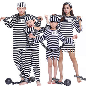 Hot Family Convict Outfit Halloween Child <span class=keywords><strong>Criminal</strong></span> Set Jail Prisoner Costume Recluso Cosplay Suit - Product Image 1