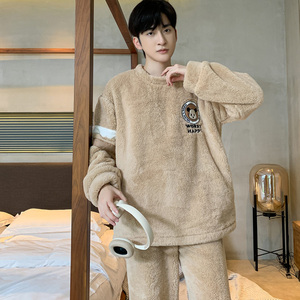 Factory Wholesale Premium <strong>Flannel</strong> Daily <strong>Pyjamas</strong> Plus Size <strong>Men's</strong> Sleepwear Winter Warm 2pcs Pajamas for <strong>Men</strong> Set - Product Image 6