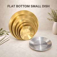 Assiette Ronde en Acier Inoxydable 304 Doré/Argenté pour Sauce, Petite Assiette à Apéritif pour Restaurant, Mariage, Fête - Vente en Gros
