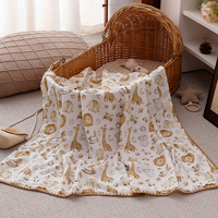 Vente en gros de couvertures de réception pour bébés en coton bambou personnalisées impressions numériques 4 couches de mousseline lange d'emmaillotage literie coffret cadeau pour nouveau-nés