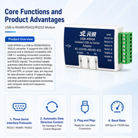 Konverter USB ke RS485 RS232 RS422 Terisolasi, Modul Komunikasi Serial USB2.0 yang Sesuai EIA/TIA485/422 dengan Pengaturan Jumper