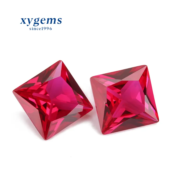 5X5Mm Batu Delima Korundum Sintetis Potongan Putri Kualitas Tinggi Xygems untuk Perhiasan