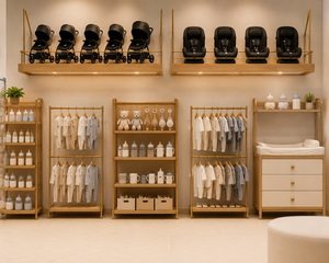 Diseño de Interiores de Lujo para Tienda de Bebés Estilo Wabi Sabi, Proyecto Integral de Diseño de Tienda Minorista Minimalista Nórdica con Madera de Roble y Microcemento - Product Image 3