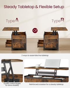 Bien Lift-TOP Thiết kế bàn cà phê có một dải điện với 2 AC cửa hàng và 2 cổng USB - Product Image 6