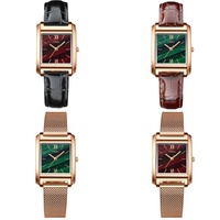 Olika jam tangan mode baja tahan karat wanita, dapat disesuaikan Gerakan Seiko kuarsa persegi panjang tampilan Dial antik kulit tahan air