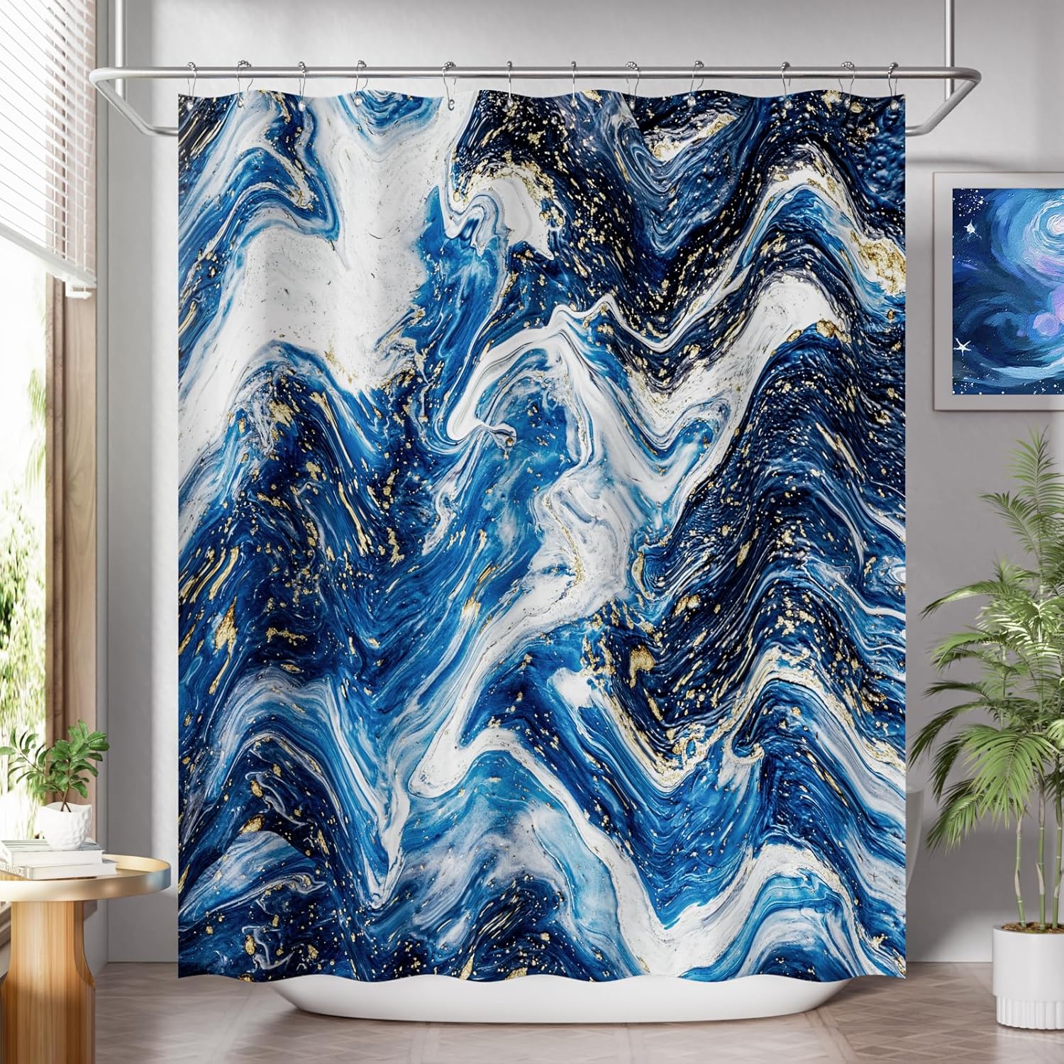 B- Marble Blue +12 Metal Hooks