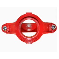Raccord en T rainuré mécanique en fonte ductile homologué FM, sortie de branche basse pression PN25/300PSI, joint EPDM peint, pour système d'irrigation