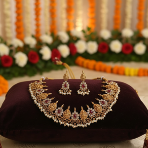High Quality Traditional South <b>Indian</b> Ethnic Brass Bridal Set Zircon Flower Design Rose Gold Plated Third Party Wedding - Product Image 3