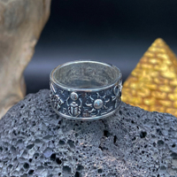 Bague en argent 925 avec dieux égyptiens Horus et Anubis en relief, style rétro, pour homme, à porter sur l'index, bijoux cadeaux