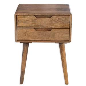 Midcentury Modern Solid Wood <b>Side</b> <b>Table</b> with 2 Drawers <b>Storage</b> Furniture for Bedroom and Living Room - Product Image 3