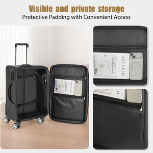 <span class=keywords><strong>Valise</strong></span> souple à roulettes 21/25/29 pouces, <span class=keywords><strong>légère</strong></span> et extensible en <span class=keywords><strong>tissu</strong></span>, avec serrure TSA, noire, bagage cabine et de voyage - Product Image 4