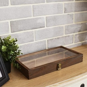Wooden Jewelry <b>Box</b> With <b>Glass</b> Lid Rectangle Desktop Storage For Bracelets Rings Earrings Necklaces Big Capacity - Product Image 1